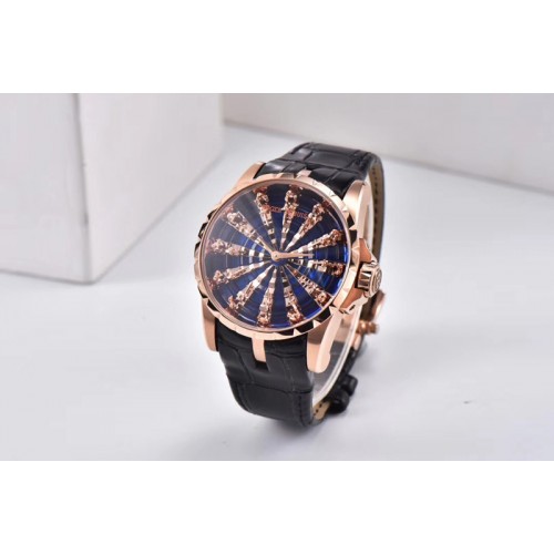 Roger Dubuis Excalibur Knights of the Round Table II RG ZF Best Edition Black Dial on Black Leather Strap MIYOTA 9015