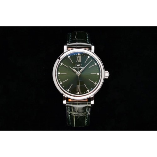 IWC Portofino Automatic 34mm SS IW357405 TBF 1:1 Best Edtiion Green Dial Green Croco Strap Cal.35100