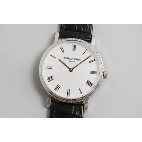 Patek Philippe Calatrava 5120G SS TW Best Edtion White Dial on Black Leather Strap Cal.240