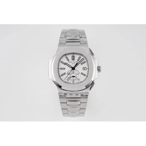 Patek Philippe Nautilus Chrono 5980 SS 3K Best Edtion White Textured Dial on SS Bracelet PP CH 28-520
