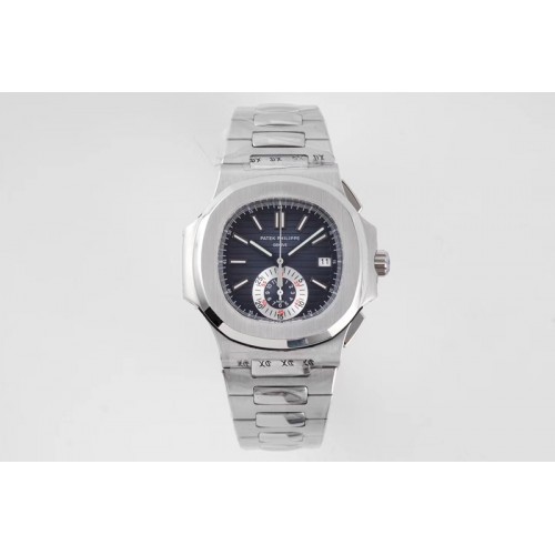 Patek Philippe Nautilus Chrono 5980 SS 3K Best Edtion Blue Textured Dial on SS Bracelet PP CH 28-520