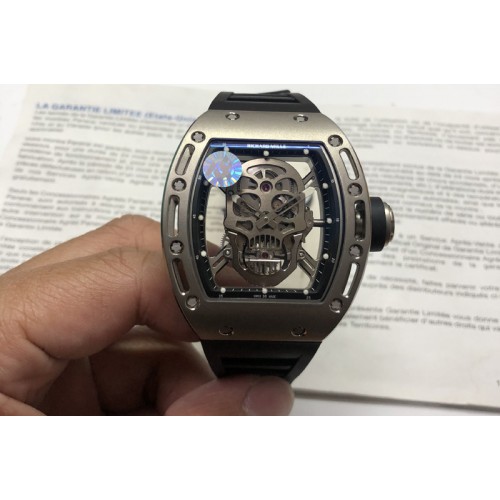 Richard Mille RM052 Skull Titanium ZF 1:1 Best Edition Skeleton Dial on Black Rubber Strap NH05A