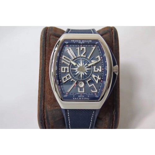 Franck Muller Vanguard V45 SS ZF Best Edition Blue Textured Dial on Blue Nylon Strap M9015