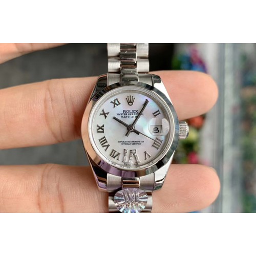 Ladies Rolex Datejust 28mm 279174 WF Best Edtion SS Mop White Dial on SS Oyster Bracelet Eta2671