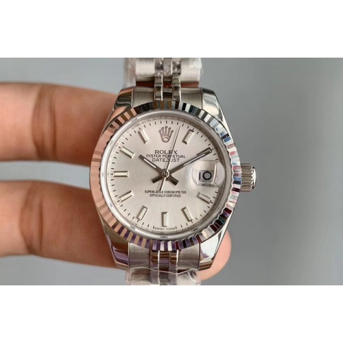 Ladies Rolex Datejust 28mm 279174 WF Best Edtion SS White Dial Fluted Bezel on SS Jubilee Bracelet Eta2671