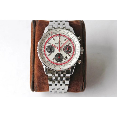 Breitling Navitimer B01 Chronograph 43 TWA Editioin SS AI 1:1 White Dial on SS Bracelet A7750