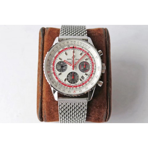 Breitling Navitimer B01 Chronograph 43 TWA Editioin SS AI 1:1 White Dial on SS Bracelet A7750
