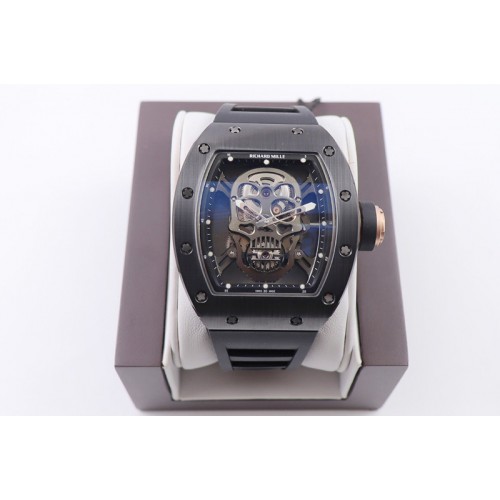 Richard Mille RM052 Skull Black Ceramic ZF 1:1 Best Edition PVD Skeleton Dial on Black Rubber Strap NH05A Richard Mille RM052 Skull Black Ceramic ZF 1:1 Best Edition PVD Skeleton Dial on Black Rubber Strap NH05A