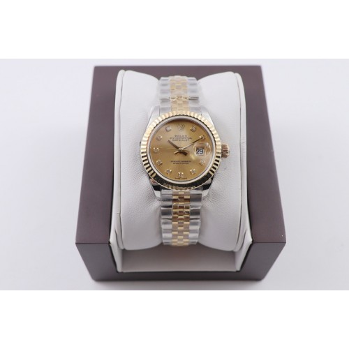 Ladies Rolex Datejust 28mm 279174 WWF Best Edtion SS/RG Gold Dial SS/RG Jubilee Bracelet Eta2671