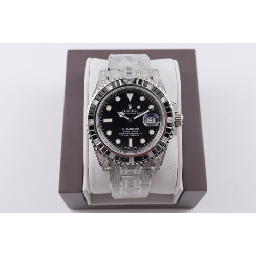 Rolex Submariner 116610 LN Green Full Diamonds 904L SS Case and Bracelet SA3135