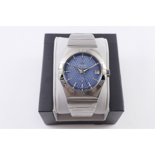 Omega Constellation 38mm SS VSF 1:1 Best Edition Blue Textured Dial on SS Bracelet A8500 Super Clone