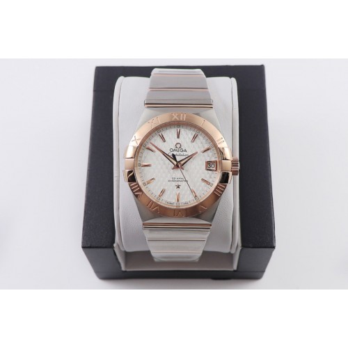 Omega Constellation 38mm SS/RG VSF 1:1 Best Edition White Textured Dial on SS/RG Bracelet A8500 Super Clone