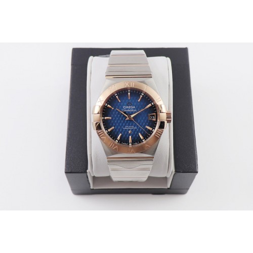 Omega Constellation 38mm SS/RG VSF 1:1 Best Edition Blue Textured Dial on SS/RG Bracelet A8500 Super Clone