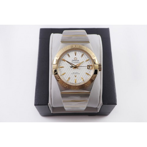 Omega Constellation 38mm SS/YG VSF 1:1 Best Edition White Textured Dial on SS/YG Bracelet A8500 Super Clone