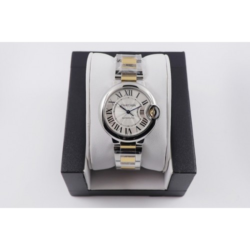 Cartier Ballon Bleu 33mm SS AF 1:1 Best Edition White Textured Dial on SS/YG Bracelet Cal.076