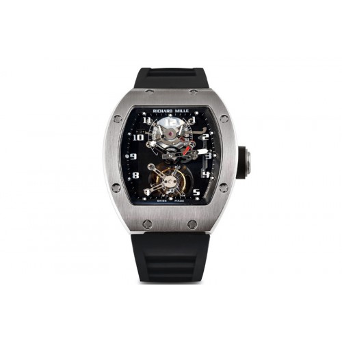 Richard Mille RM001 Tourbillon PVD JBF Best Edition Black Dial on Black Leather Strap