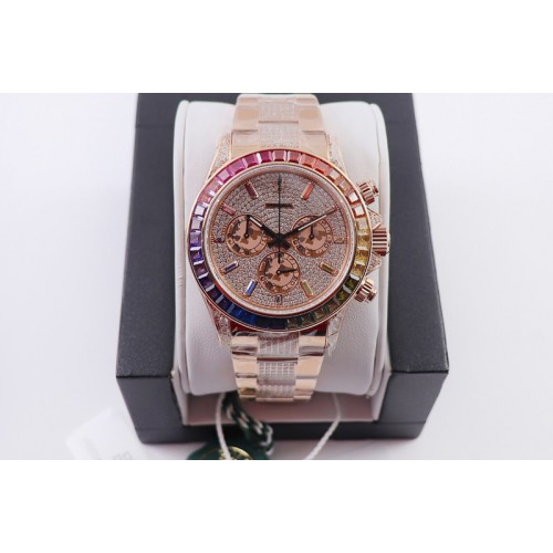 Rolex Daytona 116595RBOW RG Rainbow Crystal JHF Best Edition Diamonds Dial on RG Diamonds Bracelet A4130 Rolex Daytona 116595RBOW RG Rainbow Crystal JHF Best Edition Diamonds Dial on RG Diamonds Bracelet A4130