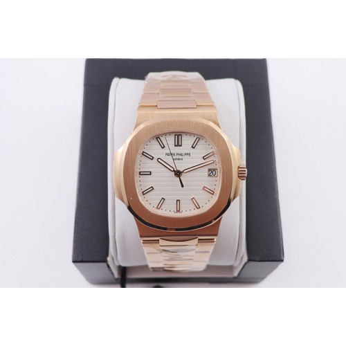 Patek Philippe Nautilus 5711/1R PPF 1:1 Best Edition White Textured Dial on RG Bracelet 324CS (Free box)