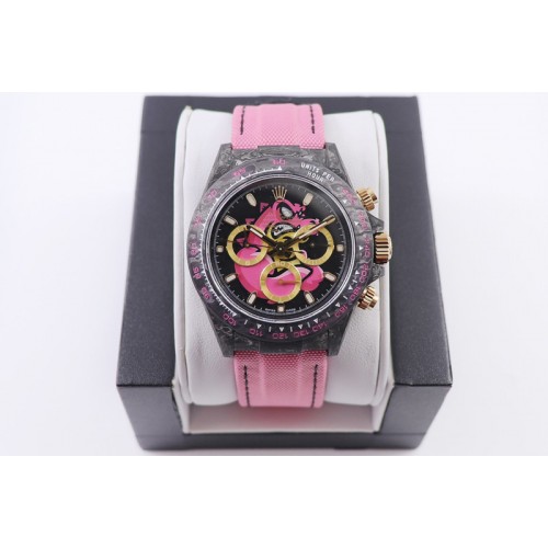 Rolex Daytona X Cronus Art Full Carbon Case WWF Best Edition Colorful Dial on Pink Nylon Strap A7750