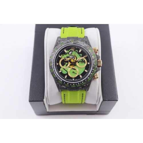 Rolex Daytona X Cronus Art Full Carbon Case WWF Best Edition Colorful Dial on Green Nylon Strap A7750