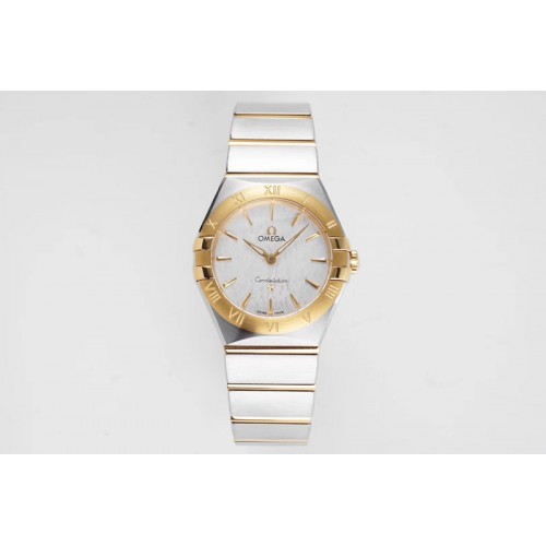 Omega Constellation Ladies SS/YG 28mm AF 1:1 Best Edition White Textured Dial on SS/YG Bracelet ETA Quartz