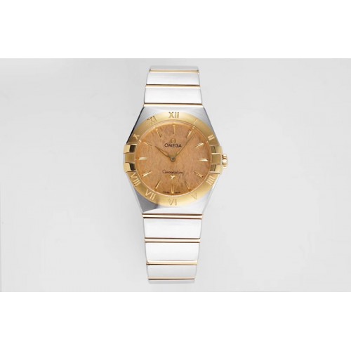 Omega Constellation Ladies SS/YG 28mm AF 1:1 Best Edition Gold Textured Dial on SS/YG Bracelet ETA Quartz
