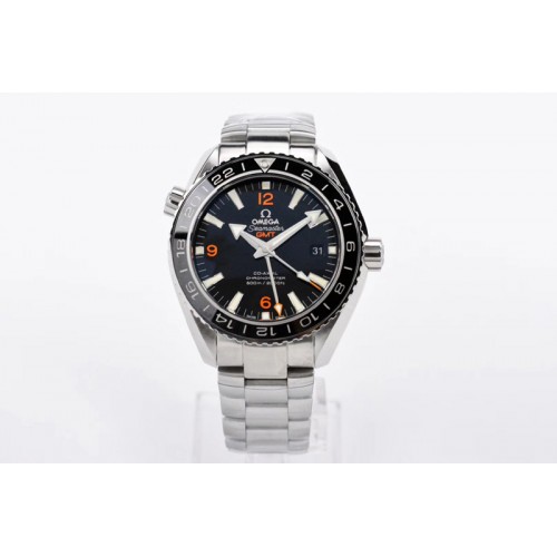 Omega Planet Ocean 600M Co-Axial GMT 43.5mm VSF 1:1 Best Edition Black Dial Orange Markers on SS Bracelet A8605 Super Clone