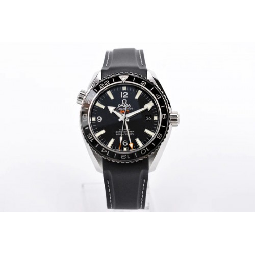 Omega Planet Ocean 600M Co-Axial GMT 43.5mm VSF 1:1 Best Edition Black Dial Silver Markers on Black Rubber Band A8605 Super Clon