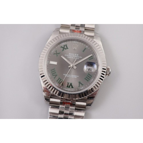 Rolex New DateJust 41 126334 SS REF 1:1 Best Edition Gray Dial Green Roman Markers on Jubilee Bracelet A3235 Clone Rolex New DateJust 41 126334 SS REF 1:1 Best Edition Gray Dial Green Roman Markers on Jubilee Bracelet A3235 Clone