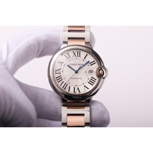 Cartier Ballon Bleu 36mm/33mm SS/RG Thick Wrapped Gold V9F 1:1 Best Edition White Dial on SS/RG Bracelet Cal.076