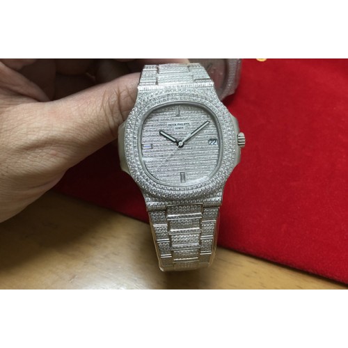 Patek Philippe Nautilus 5719/1G PPF 1:1 Best Edition Full Diamonds Dial and Bracelet 324CS (Free box)
