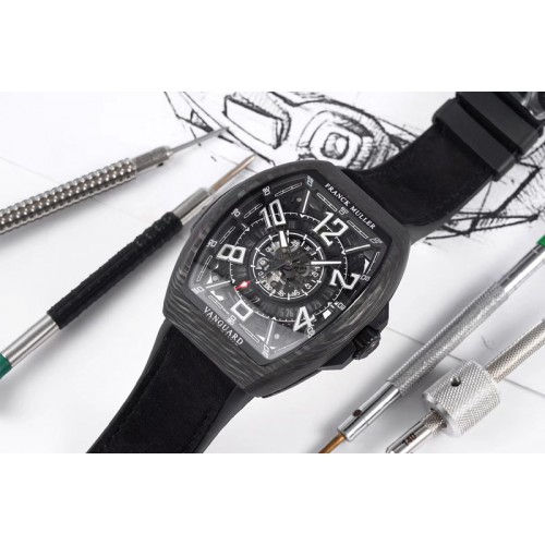 Franck Muller Vanguard Racing Carbon OXF Best Edition Black Skeleton Dial on Black Rubber Strap NH35A Franck Muller Vanguard Racing Carbon OXF Best Edition Black Skeleton Dial on Black Rubber Strap NH35A