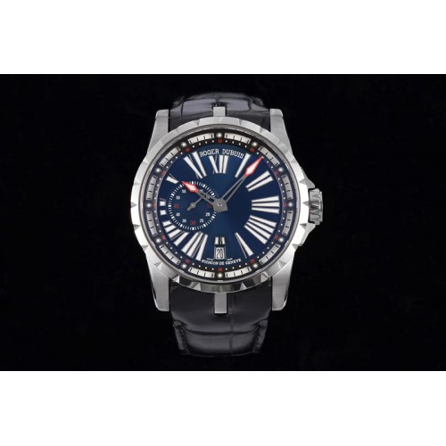 Roger Dubuis Excalibur DBEX0543 Titanium TBF 1:1 Best Edition Blue Dial on Black Leather Strap Micro Rotor Movement