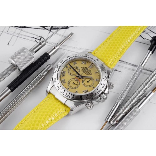 Rolex Daytona 116519 OXF Best Edition Yellow Dial on Yellow Leather Strap A7750