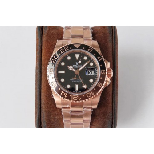 Rolex GMT-Master II 126715 CHNR Black/Brown Ceramic VRF Best Edition Wrapped RG Gold Case and Bracelet A2836