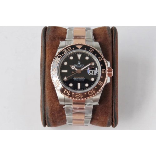 Rolex GMT-Master II 126711 CHNR Black/Brown Ceramic VRF Best Edition on Wrapped Gold SS/RG Bracelet A2836