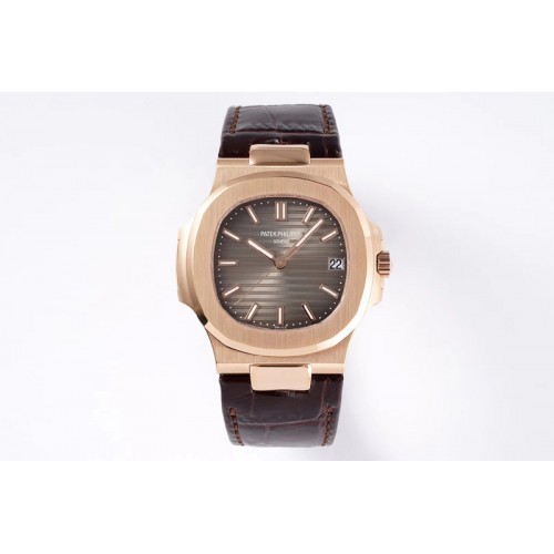 Patek Philippe Nautilus 5711/1R PPF V4 1:1 Best Edition Brown Textured Dial on Brown Leather Strap 324CS (Free box)