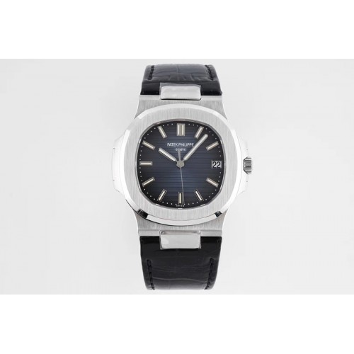 Patek Philippe Nautilus 5711/1A PPF 1:1 Best Edition Blue Textured Dial on Black Leather Strap 324CS (Free box) V4