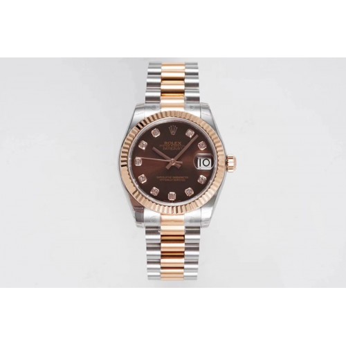 Rolex Datejust 31mm 178274 SS/YG GSF Best Edition Brown Crystal Markers Dial on SS/YG President Bracelet SEIKO NH05A
