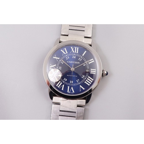 Ronde Solo de Cartier 42mm AF 1:1 Best Edition Blue Dial on SS Bracelet MIYOTA 9015