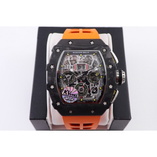 RM011 NTPT Chrono KVF 1:1 Best Edition Crystal Dial on Orange Rubber Strap A7750 V2
