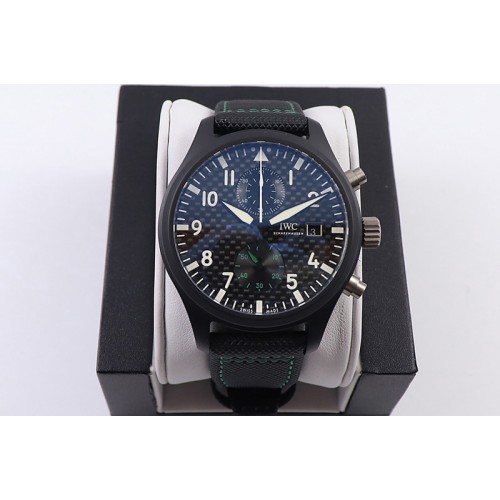 IWC Pilot Chrono Top Gun IW389001 Real Ceramic YL 1:1 Best Edition Black Dial on Black nylon strap A7750