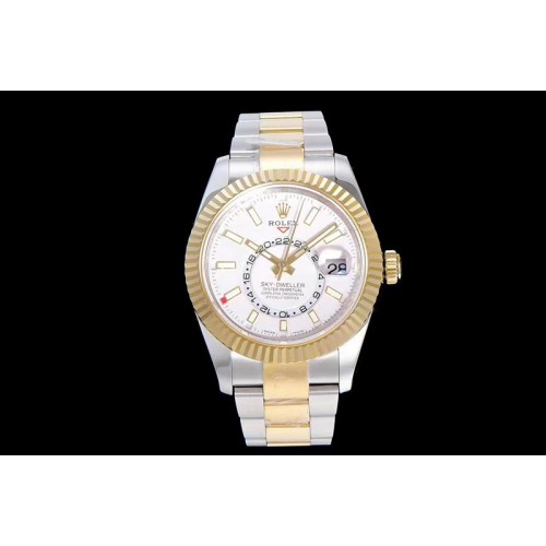 Rolex Skydweller SS/YG TWF Best Edition White Dial on SS/YG Bracelet A23J