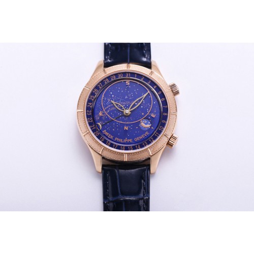 Patek Philippe Grand Complications 6102P Moon RG OXF Best Edition Blue Dial on Blue Leather Strap A240