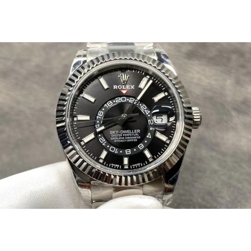 Rolex Sky-Dweller 326934 SS Noob 1:1 Best Edition Black Dial on SS Bracelet A23J