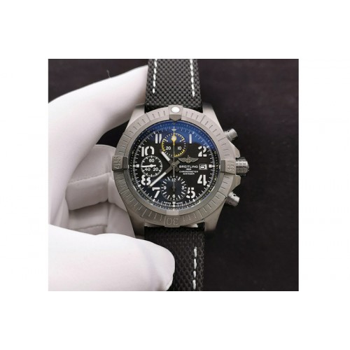 Breitling Avenger Bandit V13317 Titanium DLC B50 Best Edition Black Dial Numbers Makers on Black Nylon strap A7750