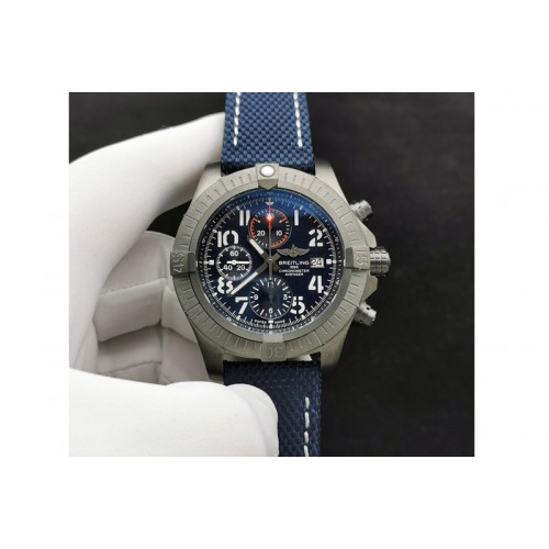 Breitling Avenger Bandit V13317 Titanium DLC B50 Best Edition Blue Dial Numbers Makers on Blue Nylon strap A7750