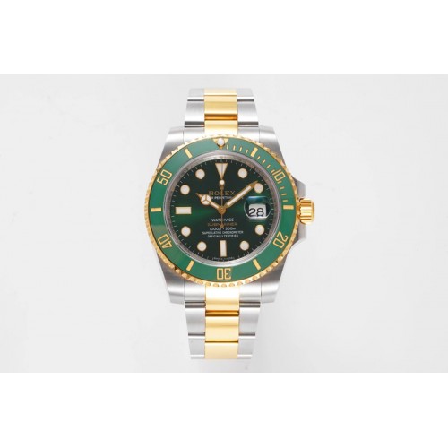 Rolex Submariner 116613 LV VRF Best Edition YG Wrapped Bezel Green Dial on SS/YG Bracelet A2836 MAX Version
