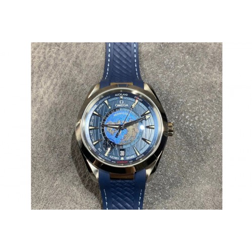 Omega Aqua Terra 150M 43mm 24 VSF 1:1 Best Edition Blue Dial on Blue Rubber Strap A8938 Super Clone