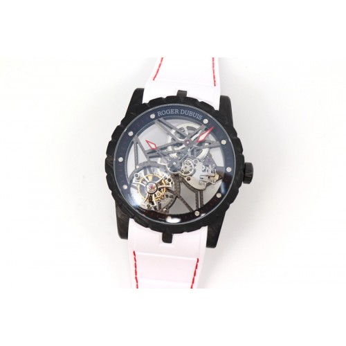 Roger Dubuis Excalibur Rddbex0393 FC BBR Best Edition Skeleton Dial on White Rubber Strap A2136 Tourbillon V2